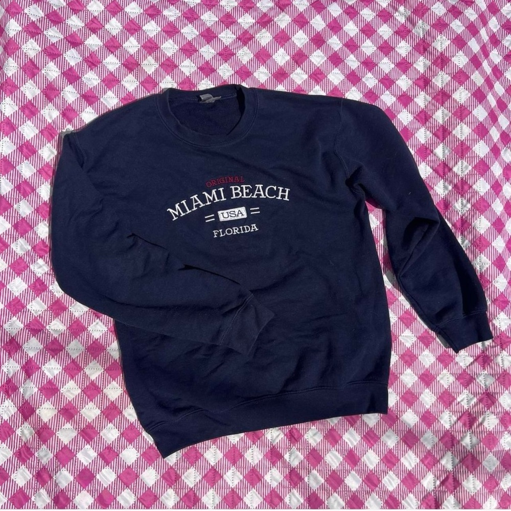 Gildan Navy Miami Beach Crewneck Sweater